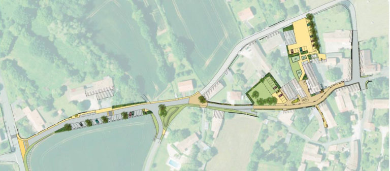 Plan de masse de l’aménagement du bourg - Crédit photo - Atelier de l’Empreinte