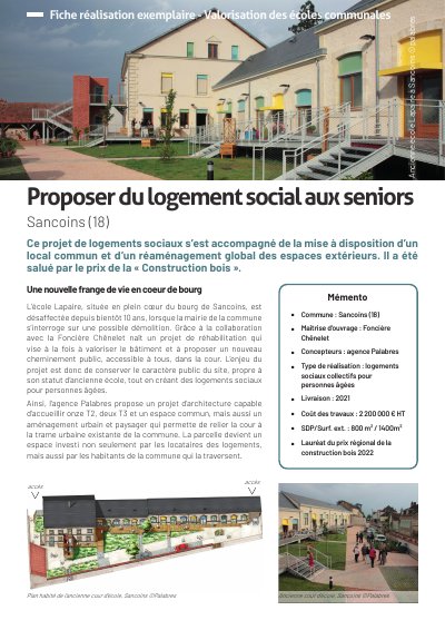 Proposer du logement social aux seniors - Sancoins (18)