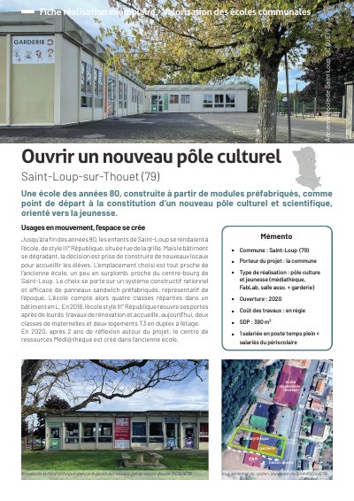 Ouvrir un nouveau pôle culturel - Saint-Loup-Lamairé (79)